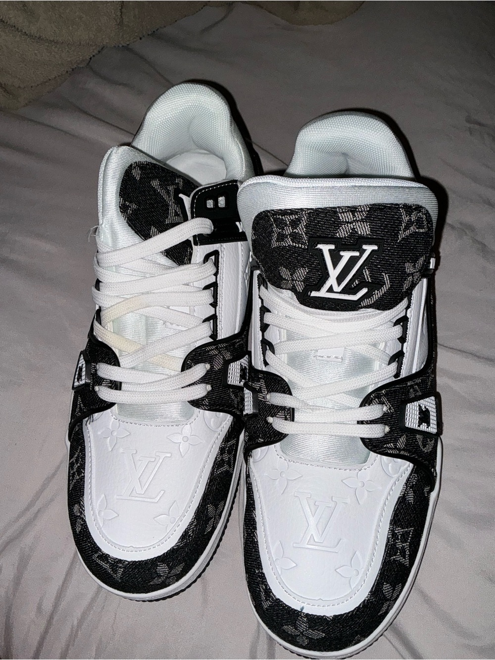 Louis Vuitton White and Black Low-Top Sneakers